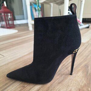 Gucci Black Suede Ankle Booties Pointed Toe Eur. 38.5